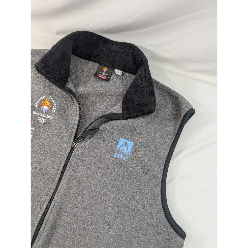 2002 Salt Lake Olympic Games Marker Gray XL Front Zip Fleece Vest